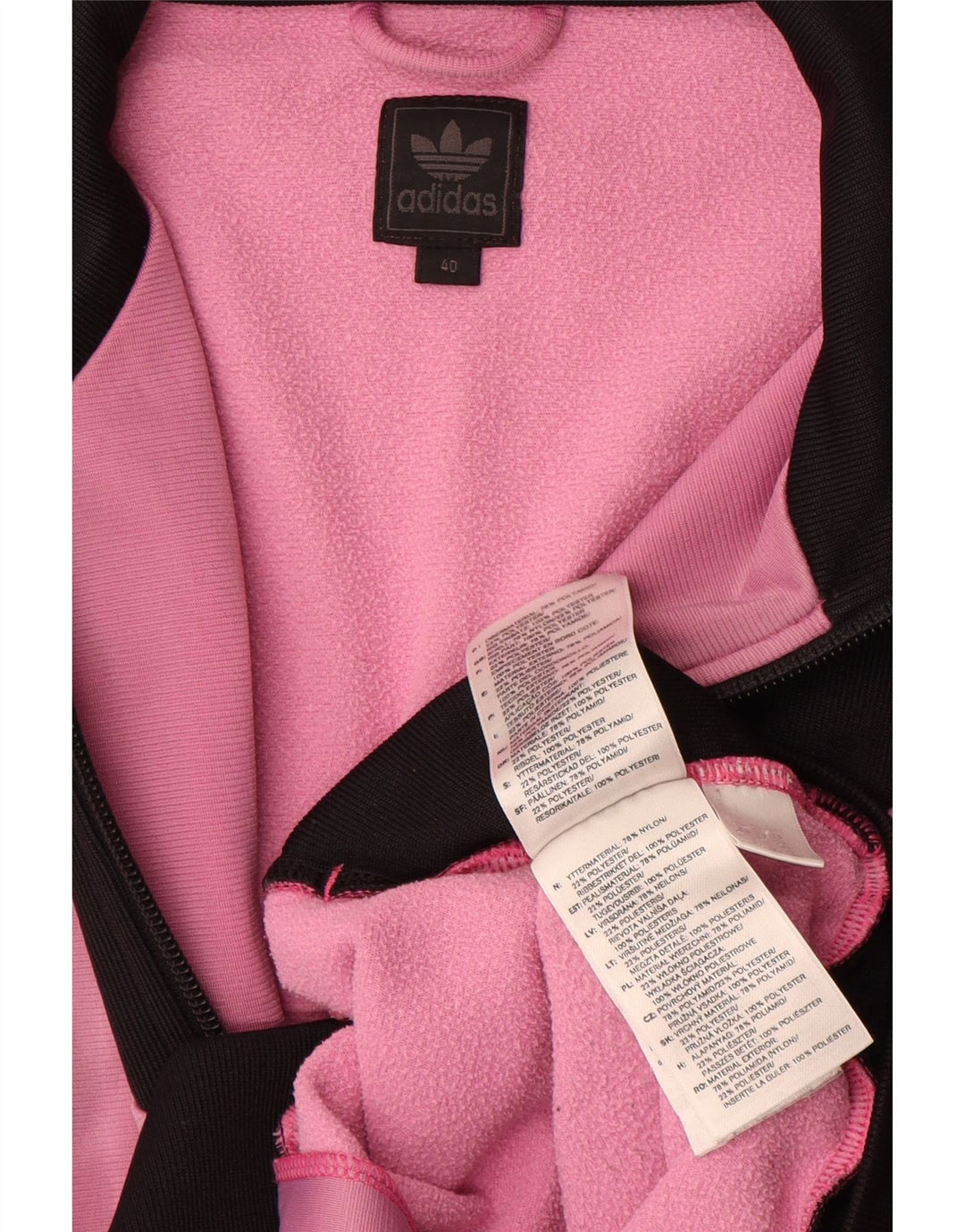 Adidas Womens Tracksuit Top Jacket EU 40 Medium Pink Colourblock Polyamide