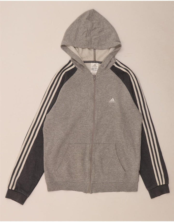 Adidas hættetrøje med lynlås til mænd Medium Grey Flecked Bomuld