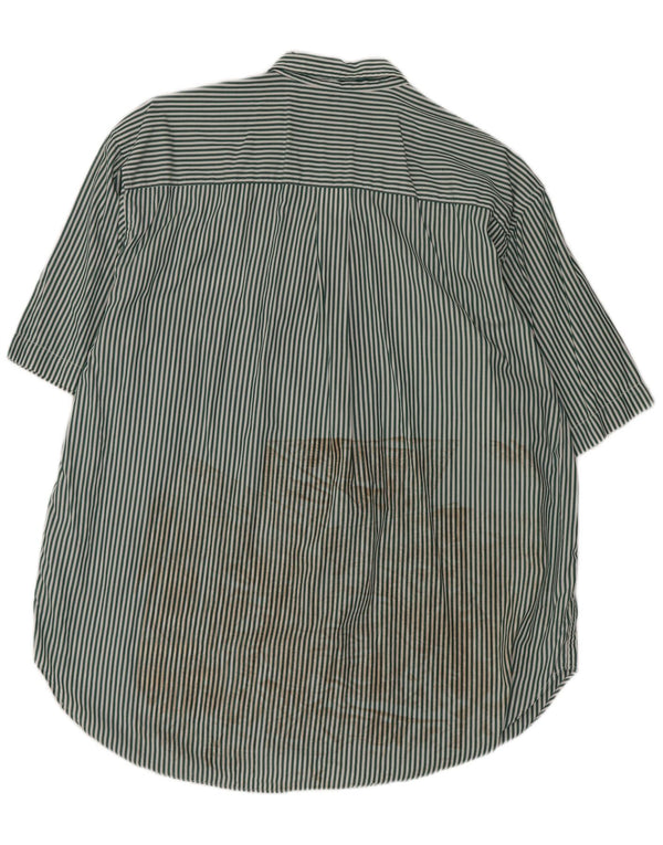 Trussardi Mens Short Sleeve Shirt Size 42 16 1/2 Large Green Pinstripe
