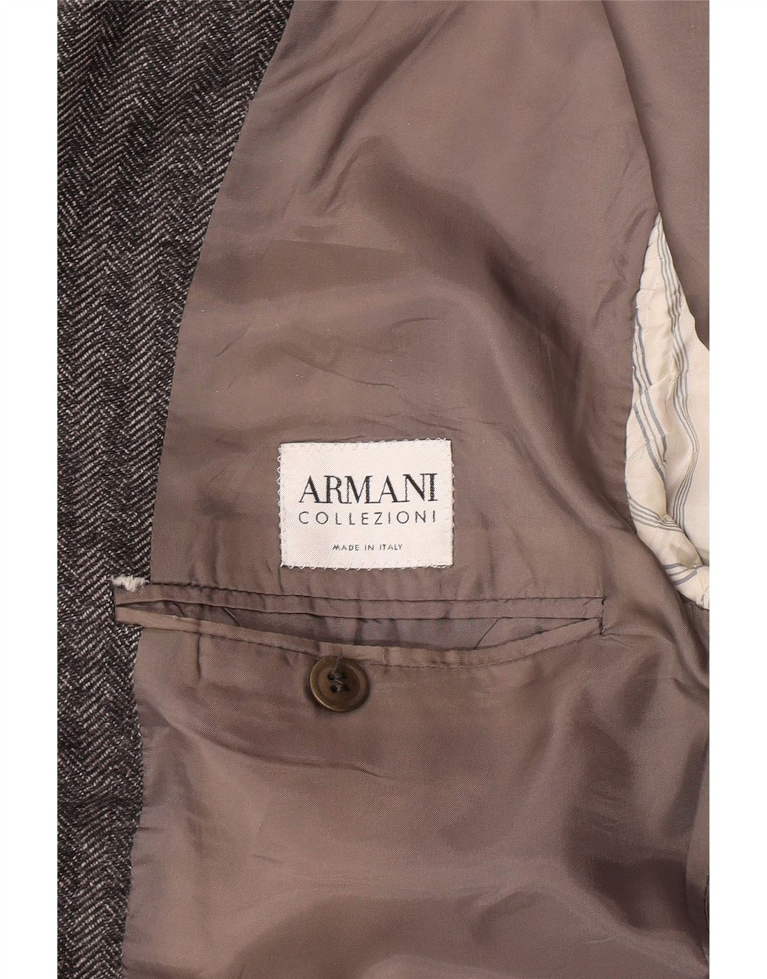 Armani Collezioni Mens 3 Button Blazer Jacket IT 52 XL Grey Herringbone