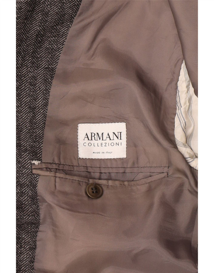 Armani Collezioni Mens 3 Button Blazer Jacket IT 52 XL Grey Herringbone