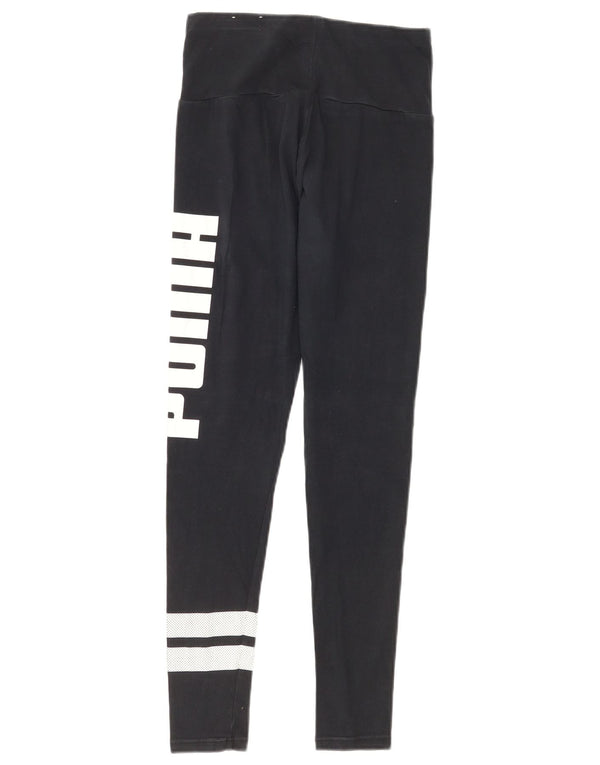 Puma Womens Graphic Leggings UK 8 Small Marineblaue Baumwolle