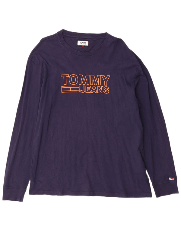 Tommy Hilfiger Top gráfico masculino manga comprida 2XL algodão azul marinho