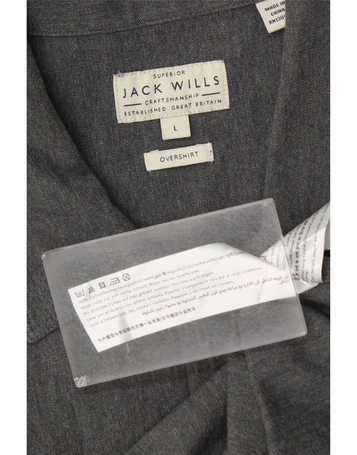 Jack Wills Mens Overshirt Shirt Large Grey Cotton