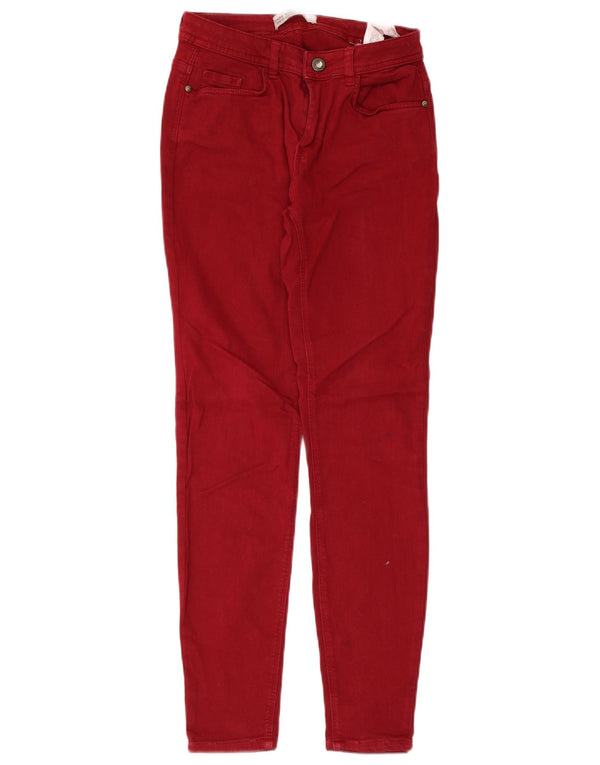 Zara Pantalones casuales ajustados para mujer EU 38 Small W28 L27 Borgoña