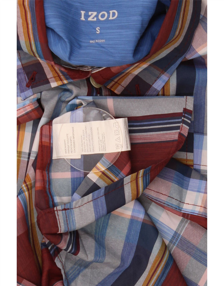Camicia a maniche corte da uomo Izod in poliestere a quadri multicolore piccolo