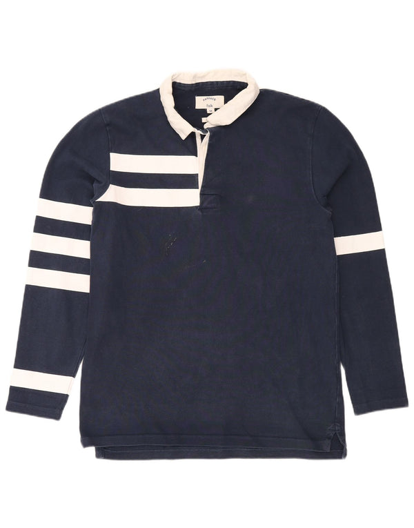 Fat Face Herre Folk Langærmet Rugby Polo Shirt Medium Navy Blå Stribet