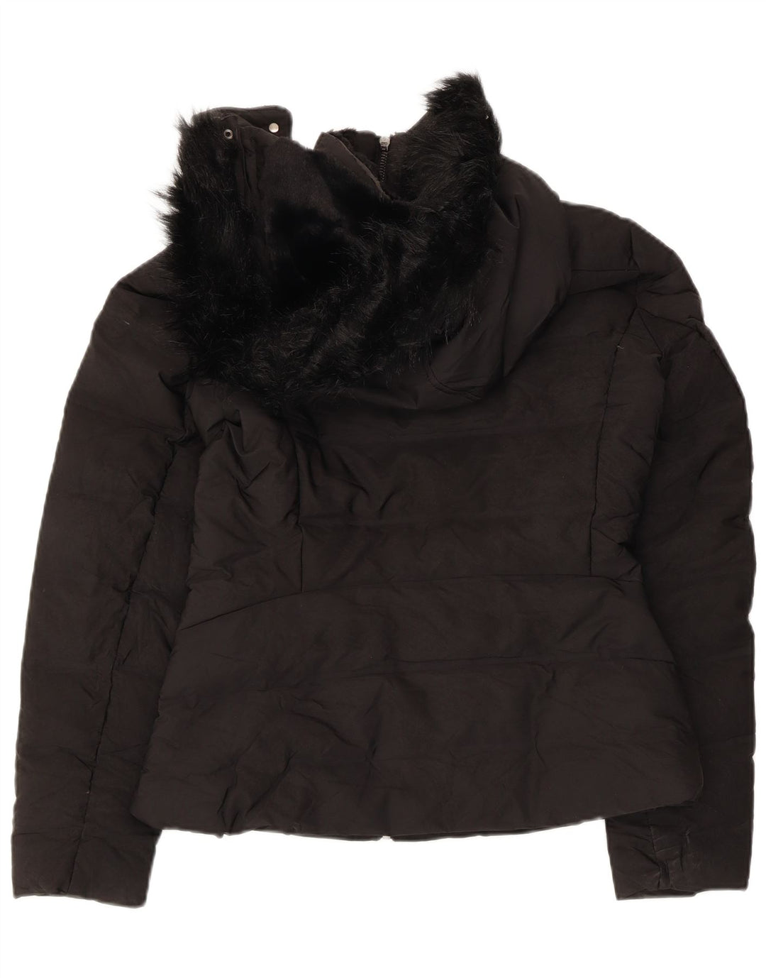 Giacca imbottita con cappuccio da donna Zara UK 10 piccola poliestere nero