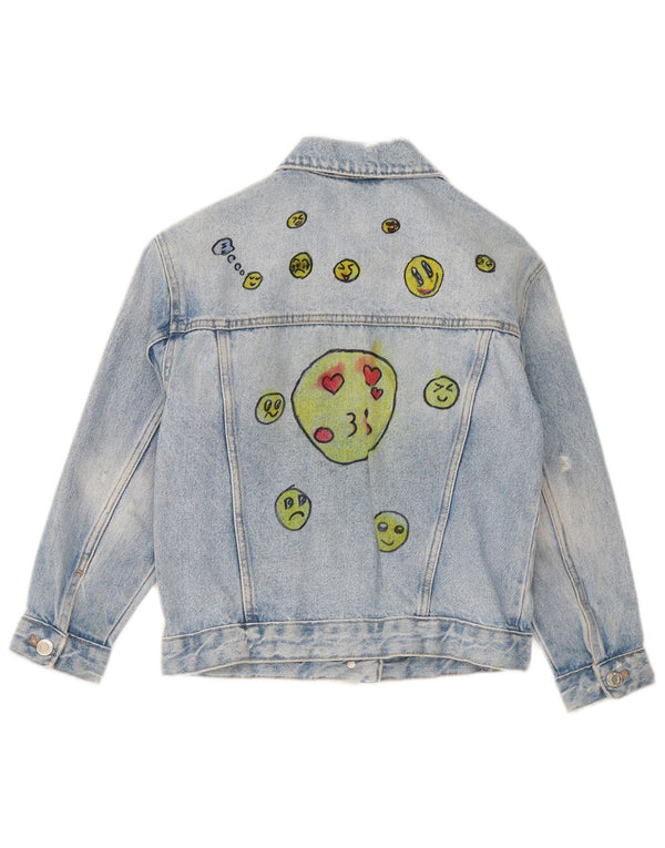 Zara Girls Graphic Denim Jacket 8-9 Years Blue