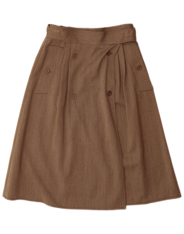 Cadette Womens High Waist A-Line Skirt IT 44 Medium W26 Beige Wool