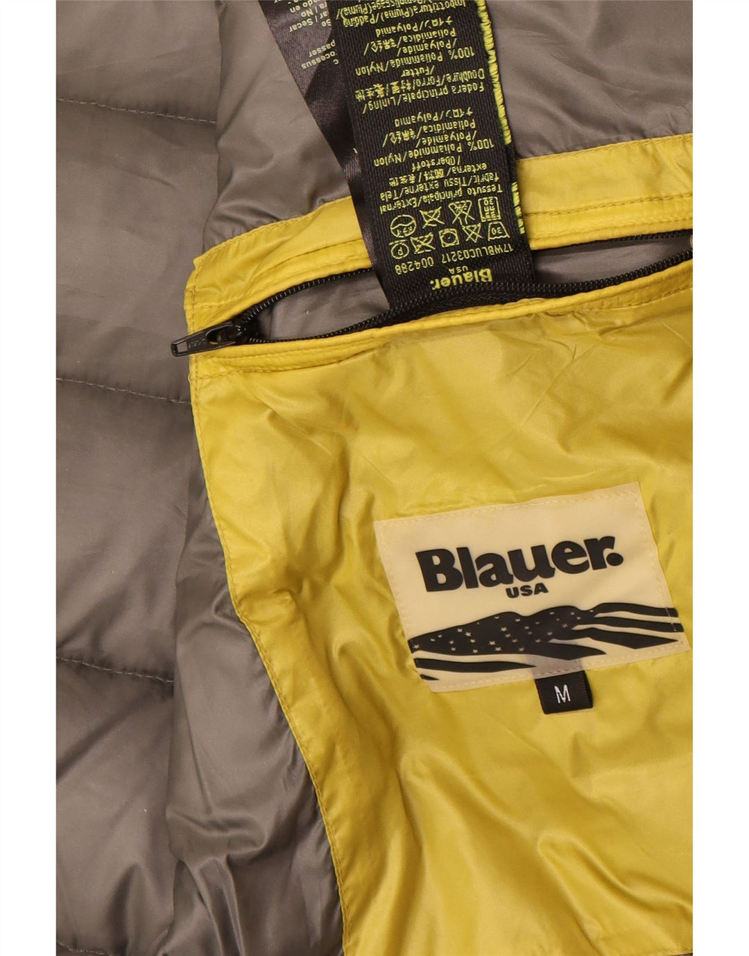 Blauer Mens Hooded Padded Jacket UK 38 Medium Yellow Polyamide