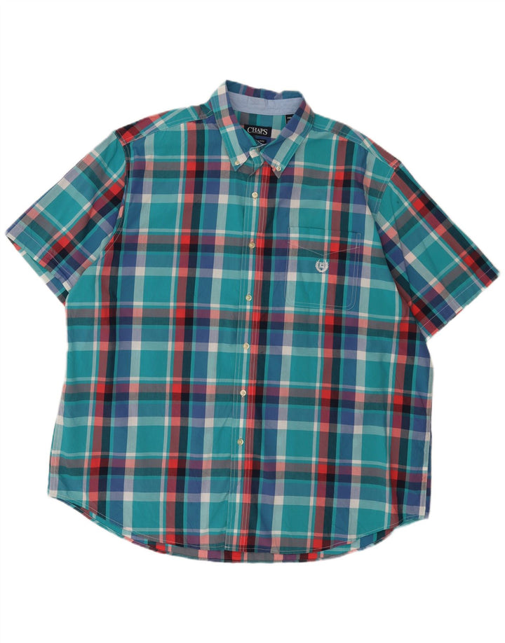 Chaps Herren Big Kurzarmhemd 2XL blau kariert Baumwolle
