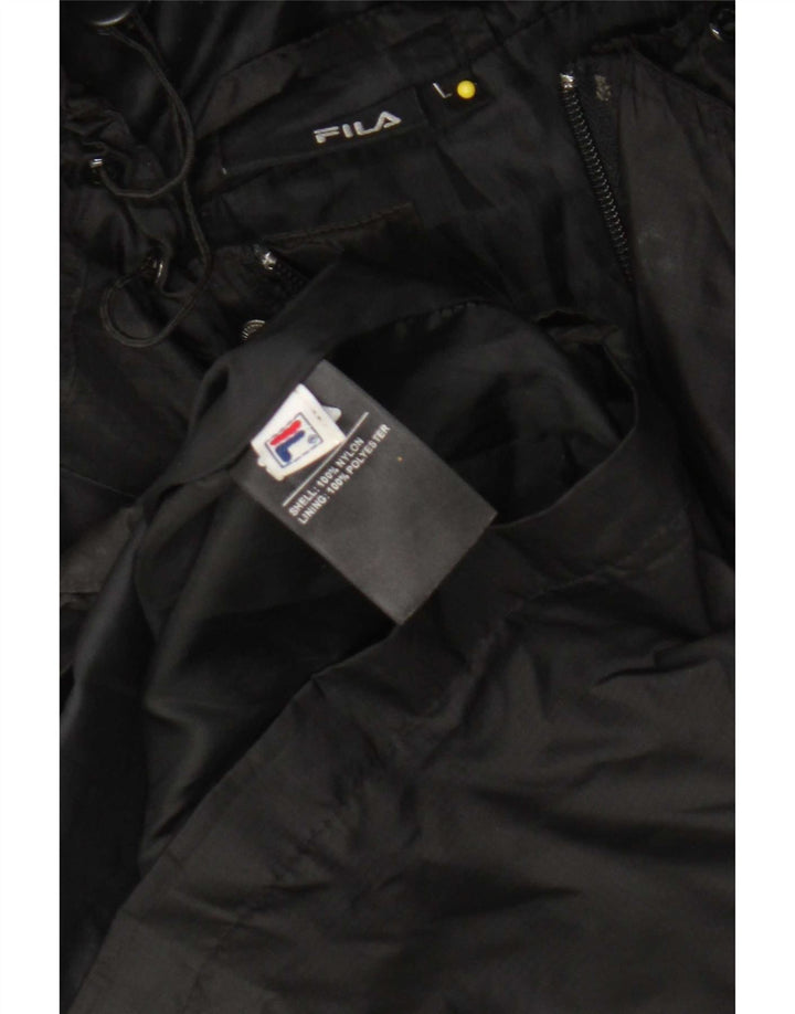 Fila Mens Hooded Rain Jacket UK 40 Large Black Nylon