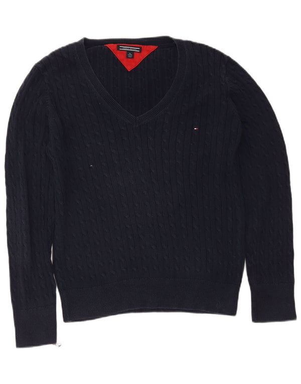 Tommy Hilfiger Womens V-Neck Jumper Sweater UK 18 XL Navy Blue
