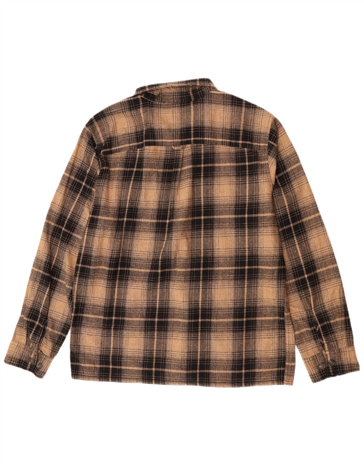Jack & Jones Mens Flannel Shirt 2XL Brown Check Cotton Classic