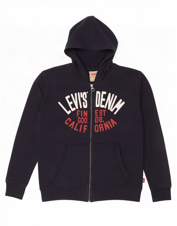Maglione con cappuccio e zip grafica per ragazzi Levi's 13-14 anni in cotone blu navy