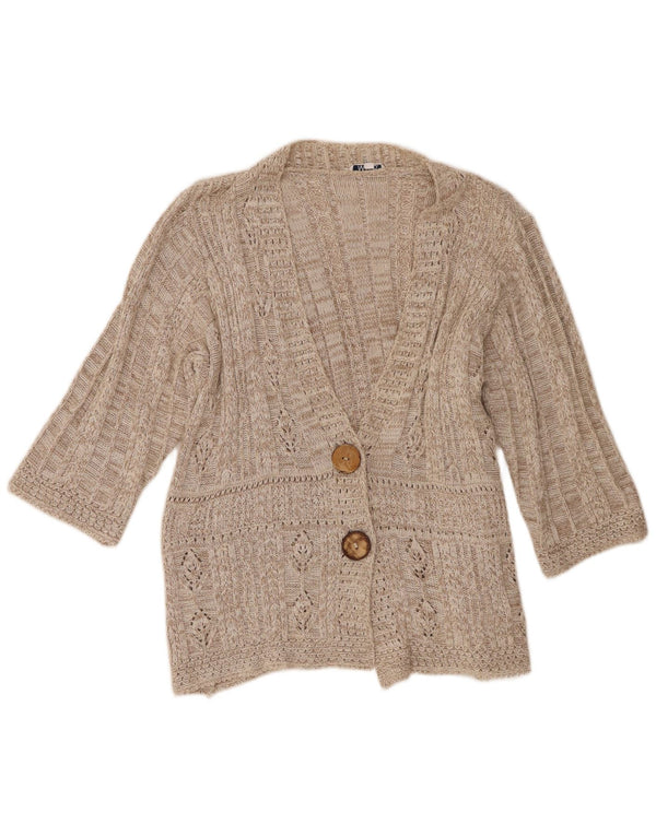 Maglione cardigan con maniche a 3/4 da donna M&Co UK 18/20 XL Cotone beige