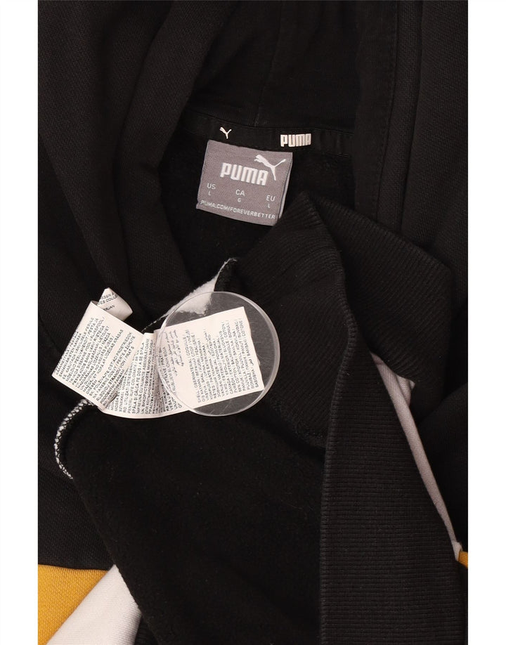 Puma Mens Graphic Hoodie Jumper Large Black Colourblock Polyester