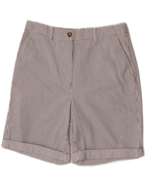 Marks & Spencer Womens Chino Shorts UK 10 Small W28  White Pinstripe Cotton
