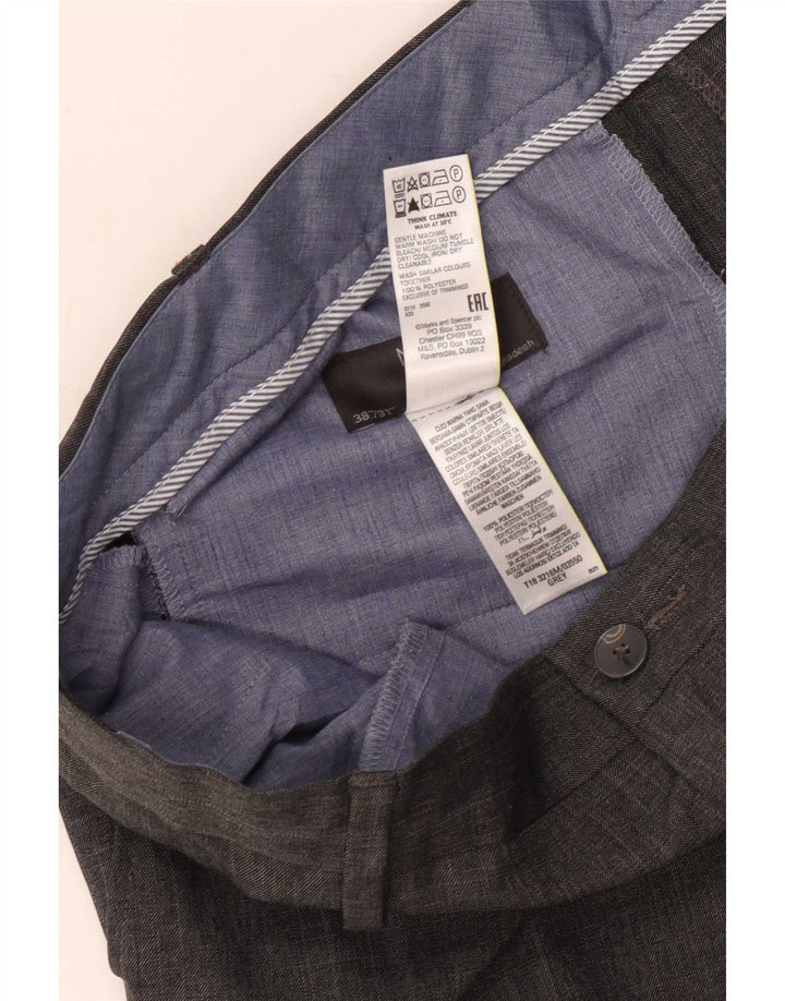 Pantaloni de costum obișnuiți drepți pentru bărbați Marks & Spencer L38 L31 poliester gri