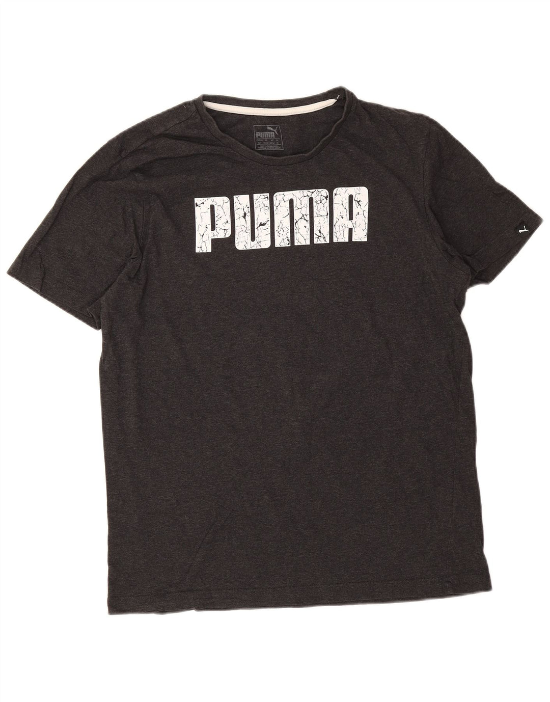 Puma Herren Grafik-T-Shirt-Oberteil aus mittelgrauer Baumwolle