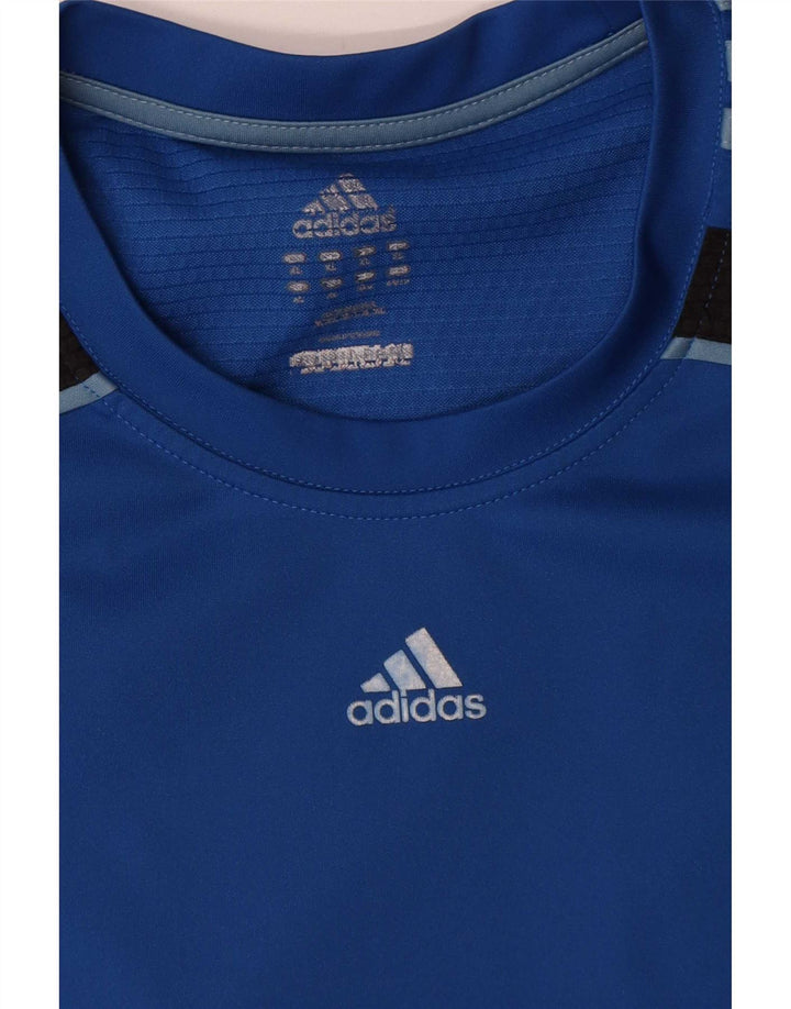 Adidas Mens T-Shirt Top XL Blue Colourblock Polyester