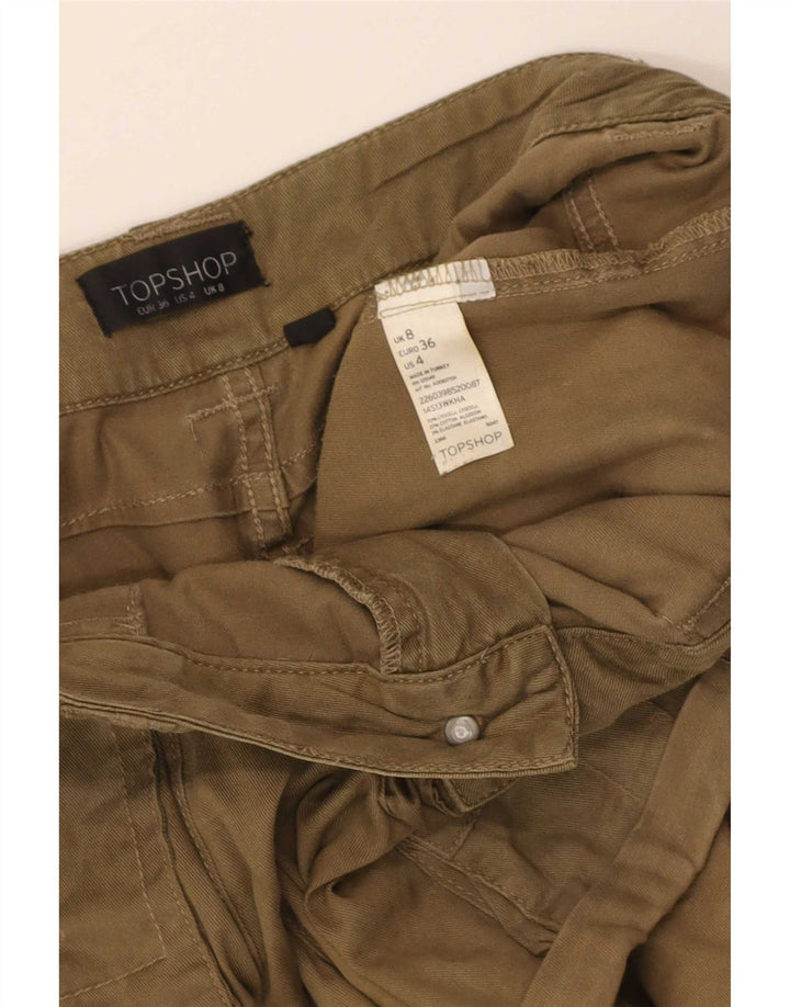 Topshop Womens Cargo Shorts UK 8 Small W30 Khaki Lyocell