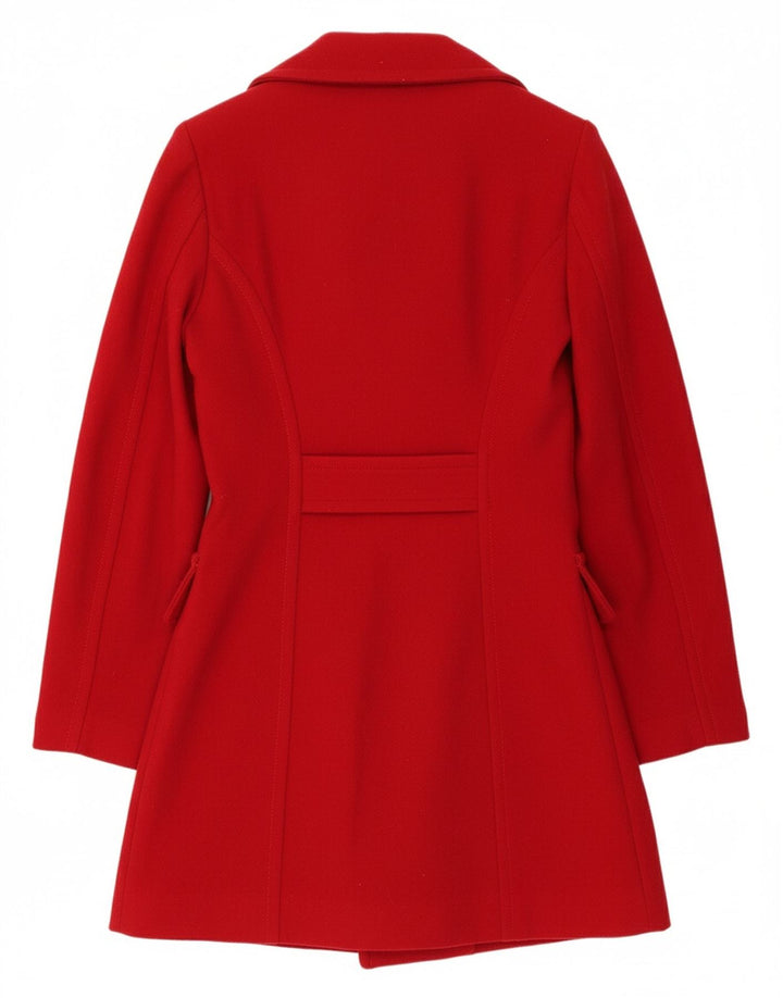 BENETTON Womens Overcoat UK 6 XS Red Wool