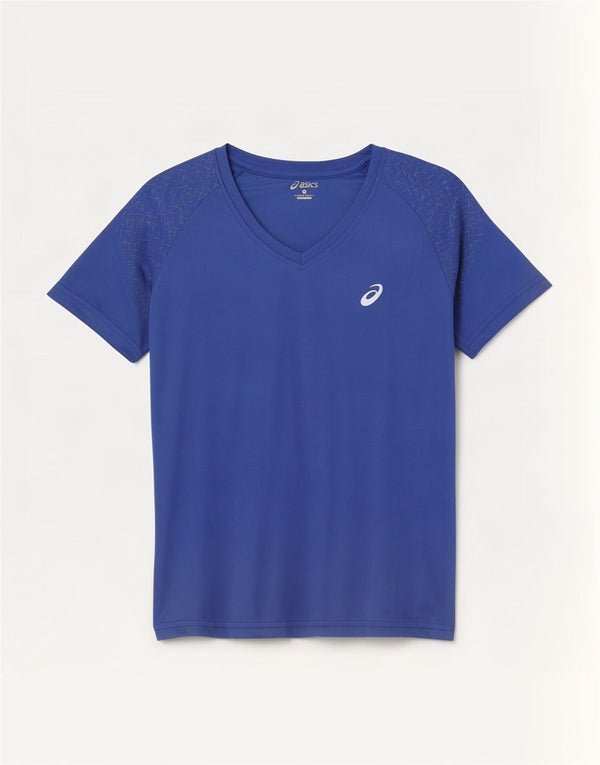 Asics Camiseta Mujer Top UK 10 Small Azul Geométrico Poliéster