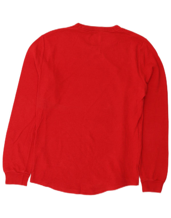 Hollister Mens Regular Graphic Top Long Sleeve Small Red Cotton