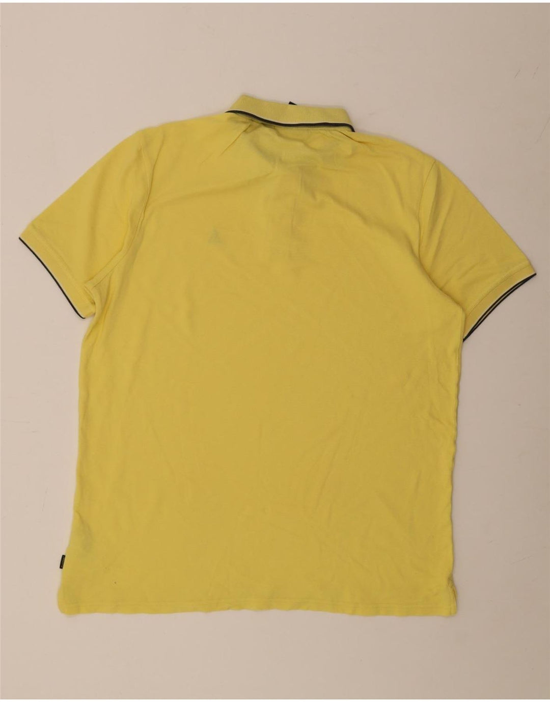 MUSTO Mens Polo Shirt Large Yellow Cotton