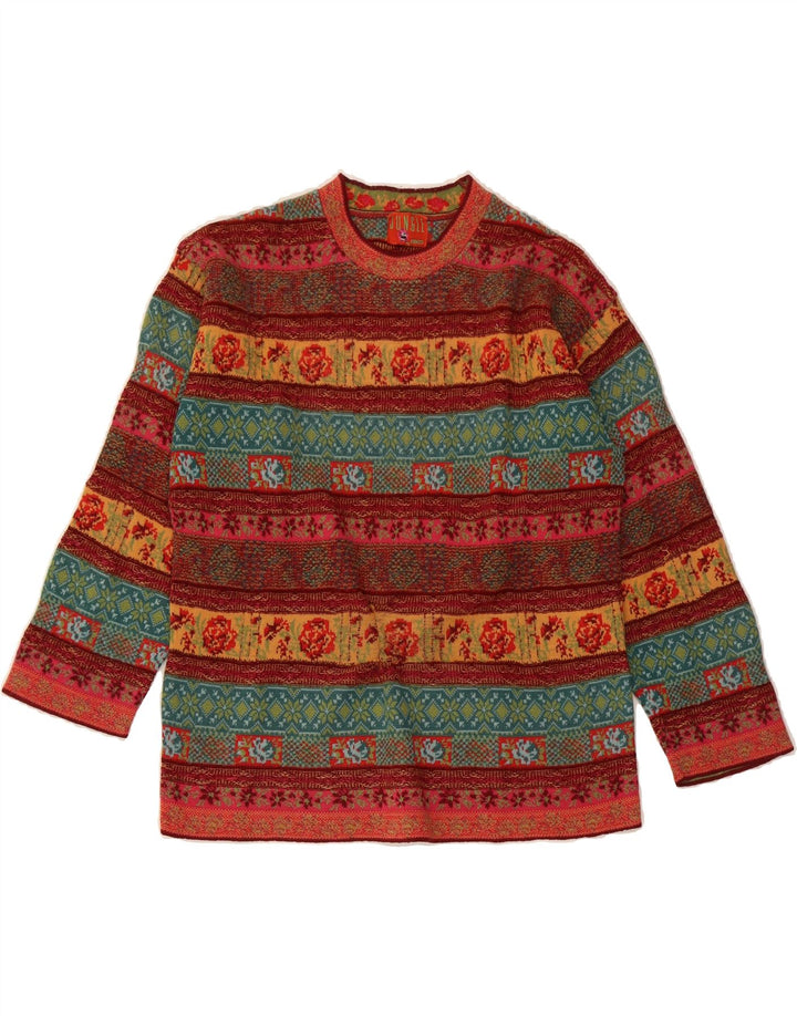 JUNGLE KENZO Womens Crew Neck Jumper Sweater UK 14 Medium Multicoloured Vintage Jungle Kenzo and Second-Hand Jungle Kenzo from Messina Hembry 