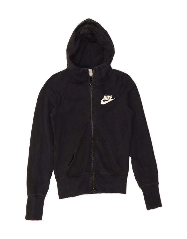 NIKE Womens Zip Hoodie Sweater UK 10 Small Black Vintage Nike and Second-Hand Nike from Messina Hembry 