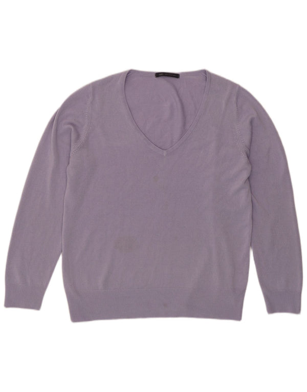 Marks & Spencer Suéter con Cuello en V para Mujer UK 46 Grande Púrpura