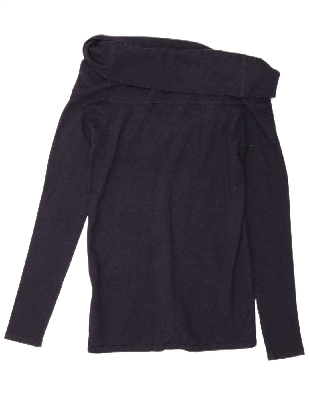 Zara Womens Top Long Sleeve UK 14 Large Navy Blue Viscose