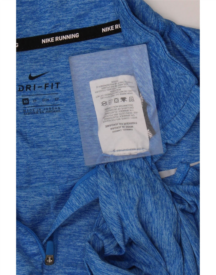 Nike Womens Dri Fit Oversized Top Long Sleeve UK 6 XS Blue Polyester