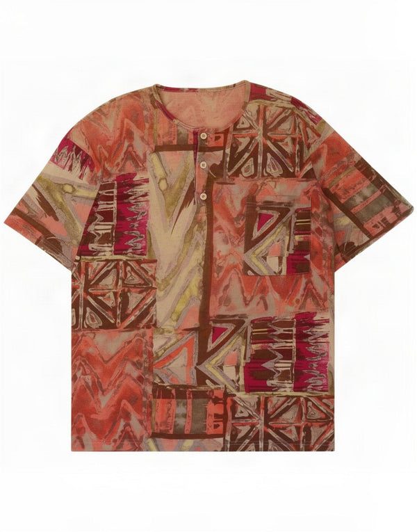 Vintage Mens Graphic T-Shirt Top Large Multicolore Géométrique
