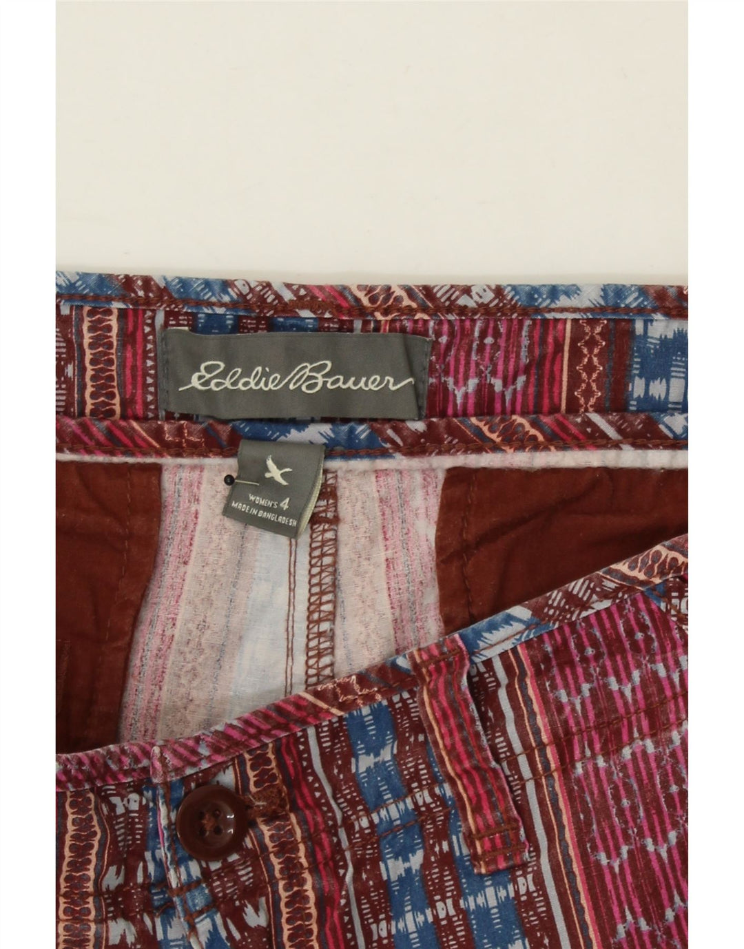 EDDIE BAUER Womens Chino Shorts US 4 Small W29 Multicoloured Striped Vintage Eddie Bauer and Second-Hand Eddie Bauer from Messina Hembry 