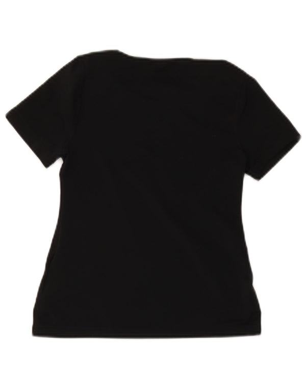 Nike Girls Dri Fit Graphic T-Shirt Top 8-9 Years Small Black Poliester
