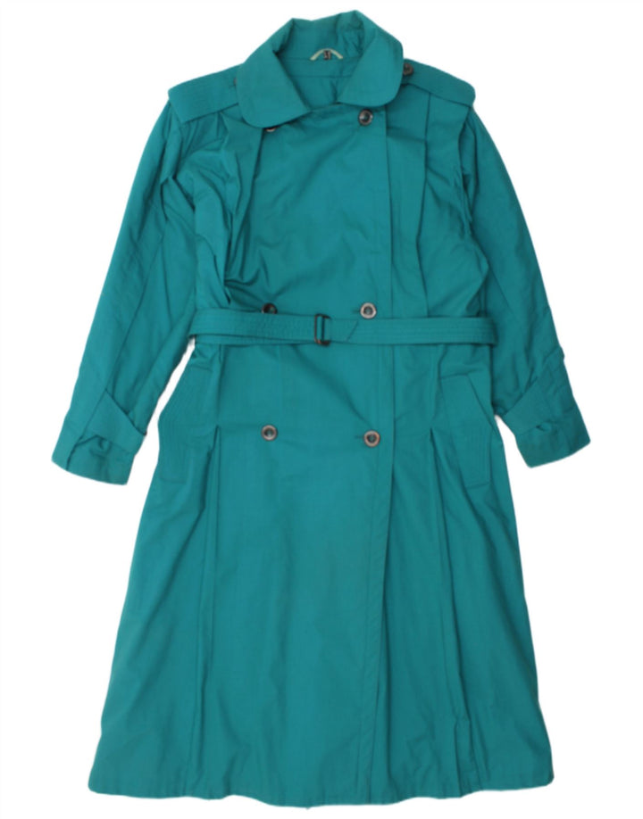 NINO Womens Trench Coat UK 14 Large Turquoise Polyester