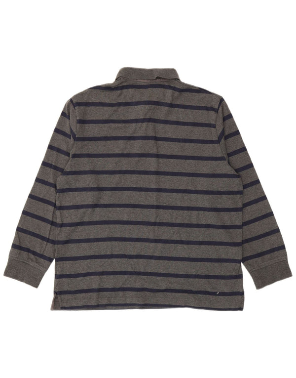 Polo da uomo a maniche lunghe Marks & Spencer grande in cotone a righe grigie