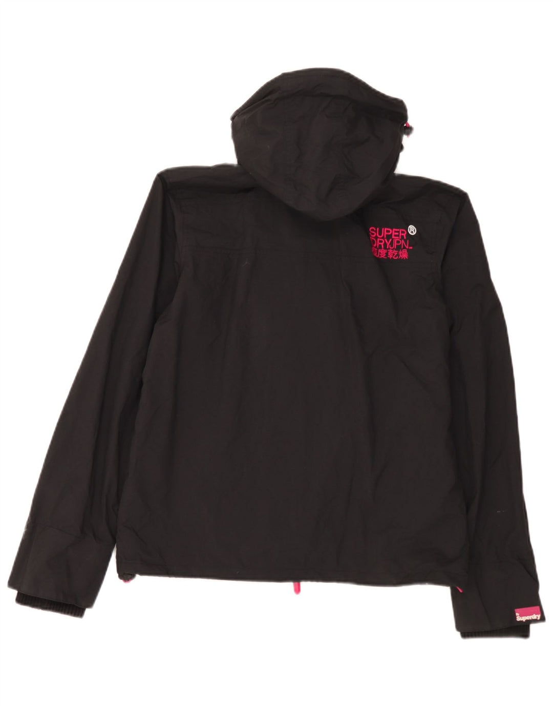 Superdry vindjakke til kvinder med hætte vindjakke UK 16 Large Black