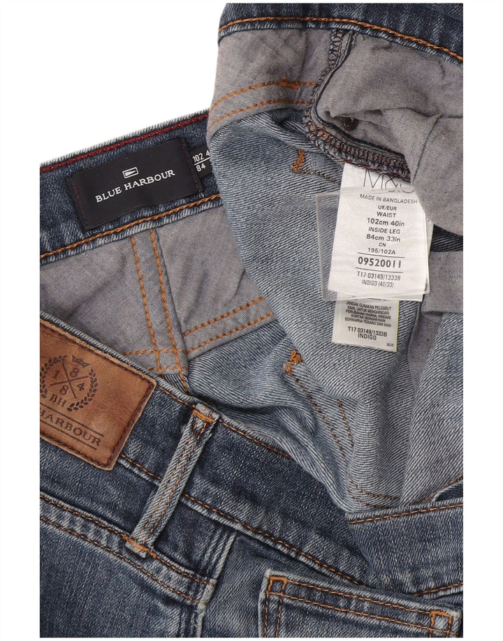 Marks & Spencer Mens Blue Harbour Straight Jeans W40 L33 Blue Cotton