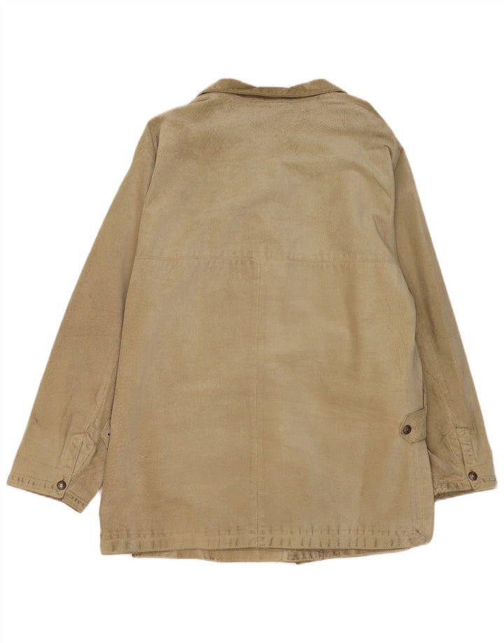 Soprabito oversize da donna in pelle scamosciata Nazareno Gabrielli IT 40 Small Beige