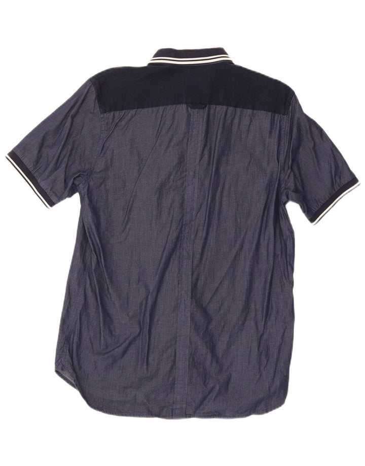 Fred Perry Chemise à manches courtes homme en coton rayé bleu marine moyen