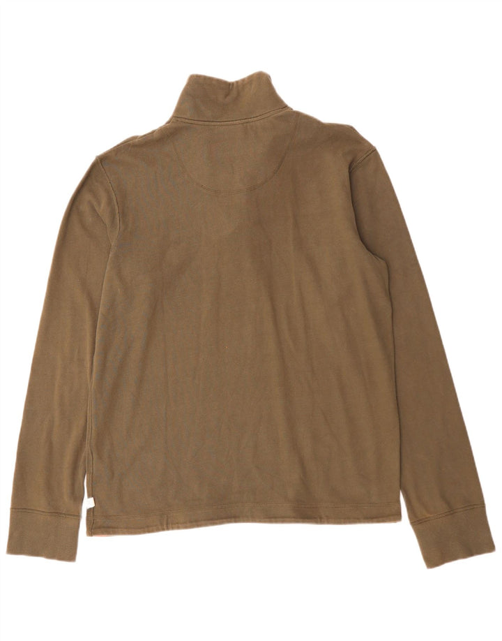 TIMBERLAND Mens Regular Fit Zip Neck Pullover Tracksuit Top Medium Khaki