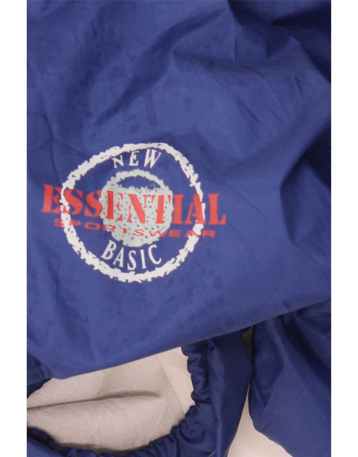 Essential Mens Graphic Hooded Rain Jacket UK 40 Large Blue Polyamide