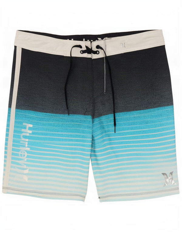 Pantaloncini da bagno grafici da uomo Hurley in poliestere a righe blu medio