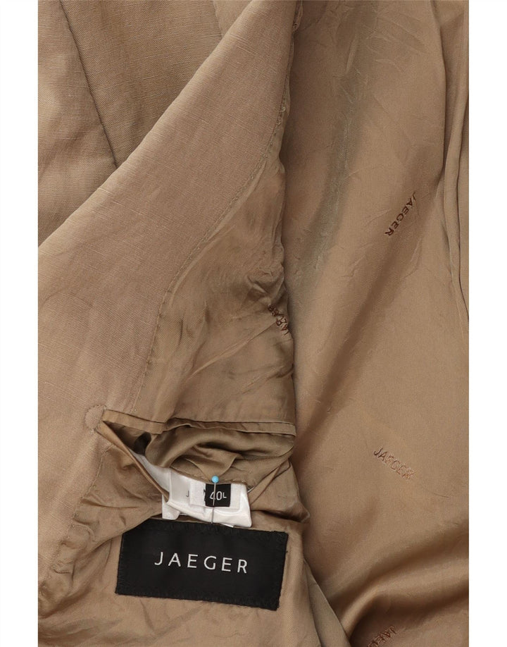 Jaeger Mens 2 Button Blazer Jacket UK 40 Large Beige Silk