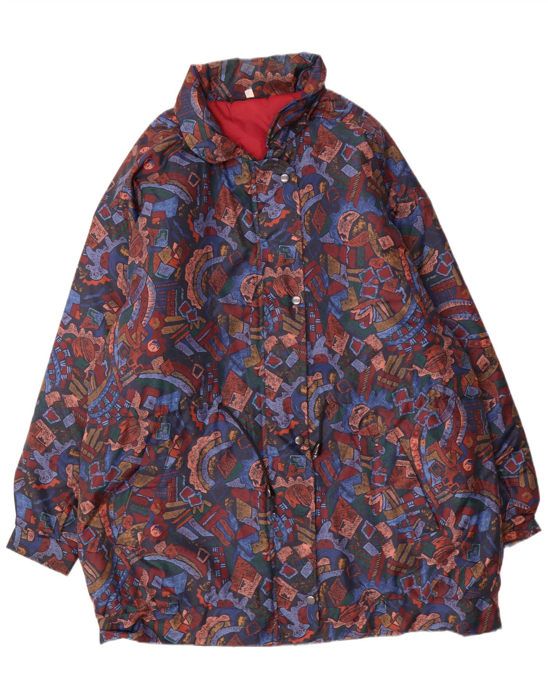 VINTAGE Womens Windbreaker Coat UK 16 Large Multicoloured Geometric